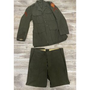USMC Vintage WWII Uniform Dress Jacket Tunic w/ Trousers Set PFC Rank